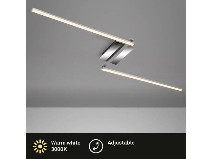 BRILONER LEUCHTEN Deckenleuchte Deckenleuchte STAFF , grau (weiß, neutral), 1 Stk., Leuchten, LED Deckenleuchte 2-flammig schwenkbar alu-chrom 3000K 12W Metall, Deckenleuchte