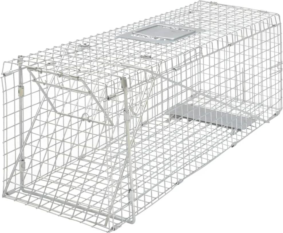 vidaXL Trampa galvanizada para animales vivos 80 cm Transparente