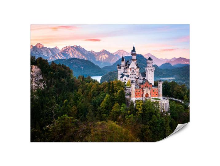 Muralo Fototapete für Schlafzimmer Schloss Bergwald Bäume Grün 450x315, Mehrfarbig, Papier, Baum/Pflanze/Natur, Sonne/Sonnenaufgang/Sonnenuntergang, Rechteckig, 450x315 cm, Tapeten & Wandverkleidungen, Fototapeten