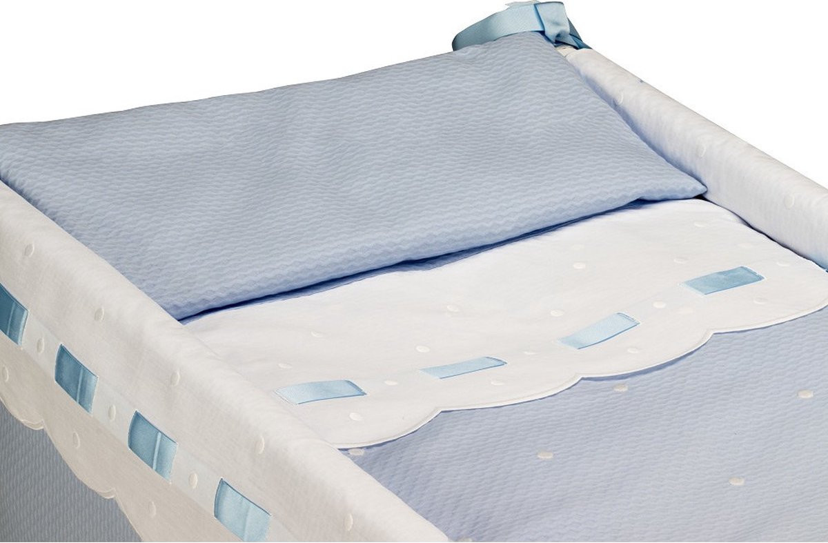 Don Algodon Wiegbekleding Zoe Blauw/wit Katoen 70 x 45 cm