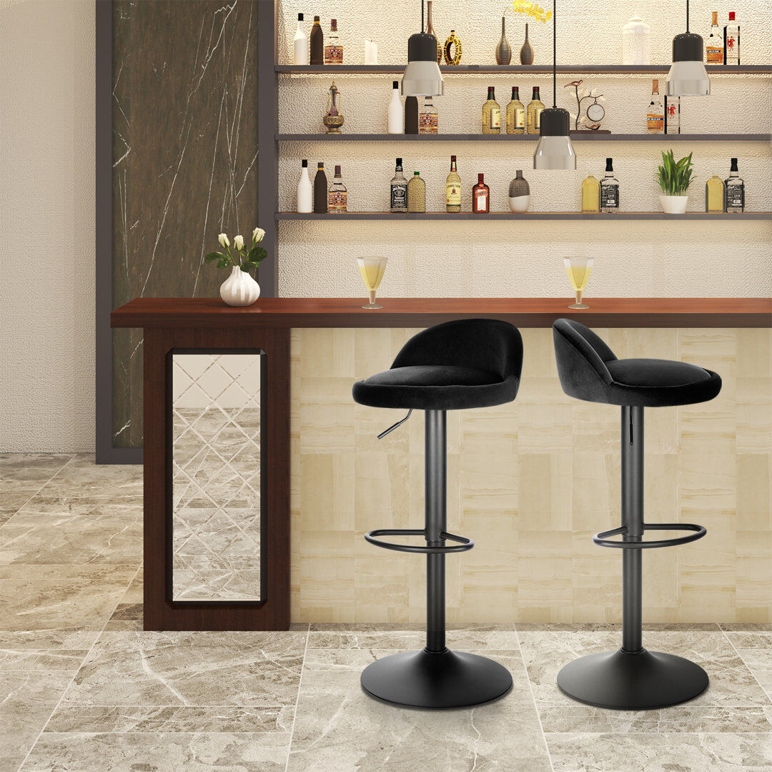 Ebern Designs Ashanty Swivel Bar Stool Black 30cm W X 30cm D