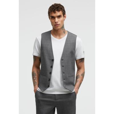 Anzugweste CMPD, Herren, Gr. S, grau (grau melange check), Interlock, Material: 64% Viskose, 31% Polyester, 5% Elasthan, Futter: 50% Baumwolle, 50% Polyester, kariert, slim fit normal, Westen Anzugweste, mit Paspeltaschen