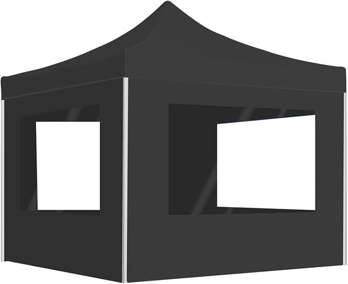 Profi-Partyzelt Faltbar mit Wänden Aluminium 3×3m Anthrazit Pavillon, Faltpavillon, Gazebo, Überdachung Garten, Sonnenschutz Zelt, Poolzelt, Pop Up Zelt, Pergola