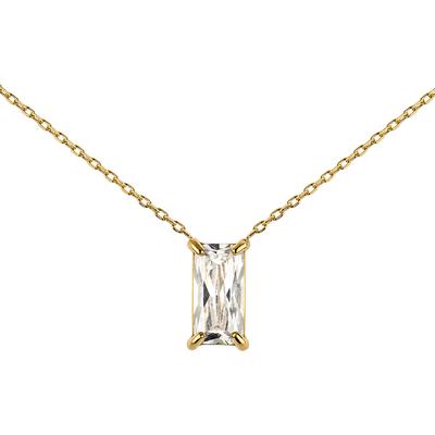 Kette mit Anhänger JACQUES LEMANS "Baguetteschliff", gold (gelbgoldfarben, kristallweiß), Halsketten, Damen, Edelstahl, L: 47, mit Zirkonia (synth.)