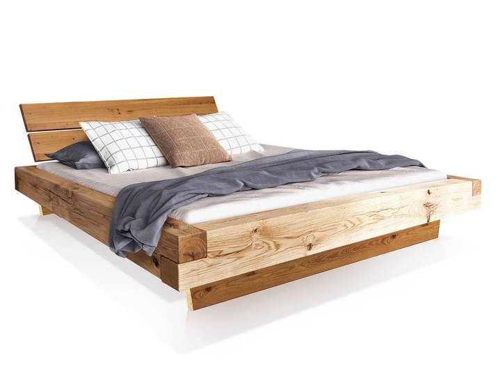 LIAS Balkenbett mit Kopfteil, Wangenfuß, Material Massivholz