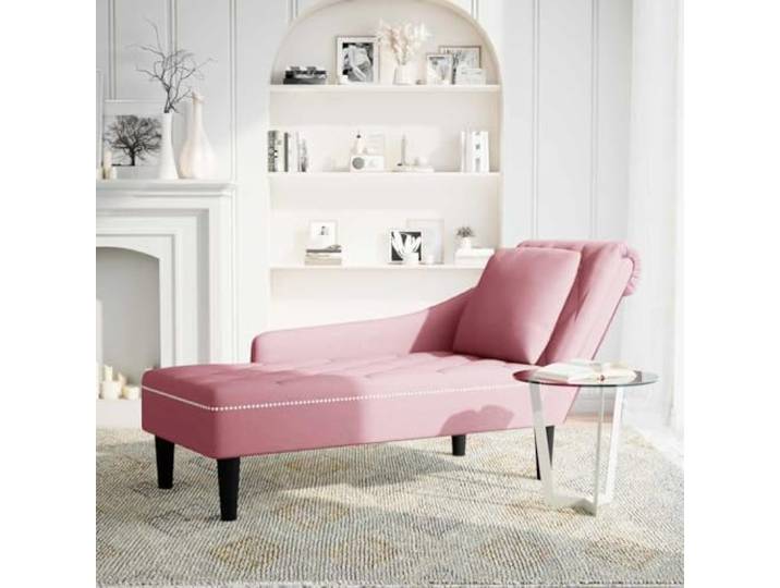 RJPLMFV Langer Sessel, Velours, Rosa, mit Lendenkissen Hochfester Schaumstoff, Polsterung mit Knöpfen, elegantes Design für Wohnzimmer oder Büro
