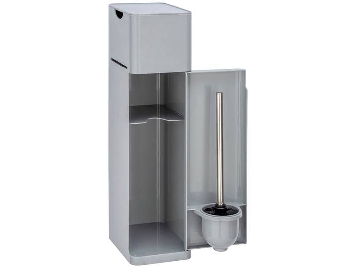 WC-Garnitur WENKO Imon , grau, B:20cm H:58,5cm L:15cm, Kunststoff, Reinigungsbürsten, WC-Garnitur, Stand WC-Garnitur