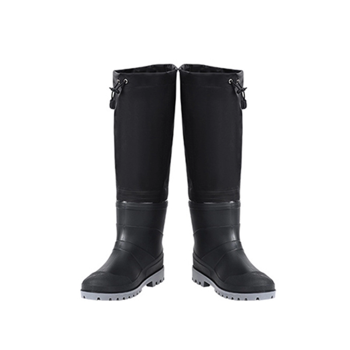 INF Wadenhohe wasserdichte PVC-Watstiefel - rutschfeste Gummisohle, verstellbarer Kordelzug für Angeln & Watarbeiten 45