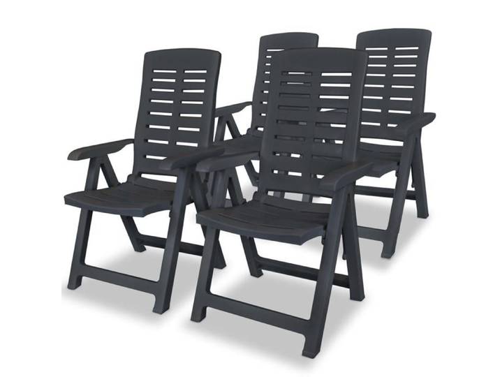 Chaises inclinables de jardin lot de 4 Plastique Anthracite 275071