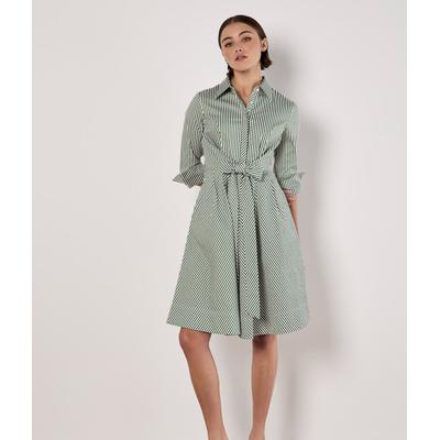 Minikleid APRICOT "Minikleid aus Baumwolle", Damen, Gr. S (36), N-Gr, grün, gewebt, Obermaterial: 95% Baumwolle CO. 5% Elasthan EL., gestreift, normal, Manschetten, Kleider Minikleid, mit seitlichen Streifen