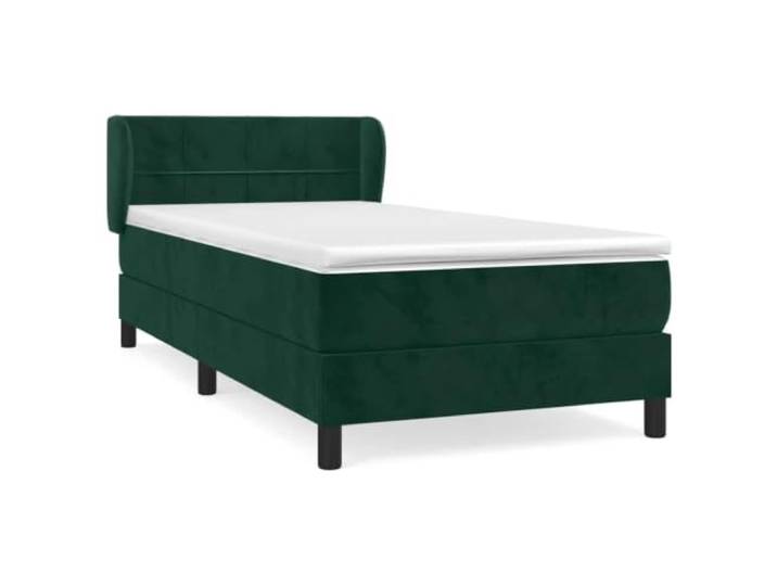 PUGYNBK Boxspringbett aus Samt, Dunkelgrün, 90 x 200 cm Verstellbares Kopfteil, Taschenfedern, mittlere Festigkeit, Lederschutz