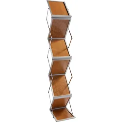 SPRINTIS Prospektständer faltbar BOSTON 6 x A4 Holz mit Koffer, eleganter Prospektaufsteller für Messe und Events, leicht transportierbar, Aluminium, Holz, holzoptik