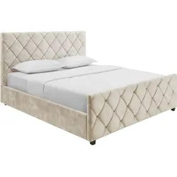 riess-ambiente Boxbett ELYSIUM 180x200cm champagner beige Samt mit Stauraum