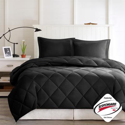 Madison Park Essentials Larkspur 3M Scotchgard Diamond Quilting Reversible Down Alternative Comforter Set