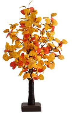 Nearly Natural 21-ft Pre-Lit Bright Autumn Eucalyptus Artificial Fall Tree - Green