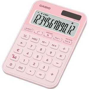 Casio Taschenrechner MS 20YC PK, mit Zeitberechnung, 12-stelliges LC-Display, Solar- & Batteriebetrieb