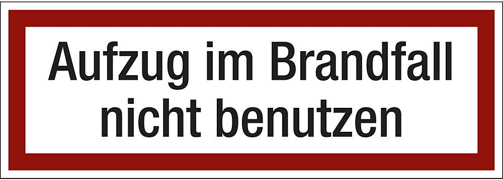 kaiserkraft Brandschutzkennzeichen für die Feuerwehr, Aufzug im Brandfall nicht benutzen, VE 10 Stk, Kunststoff, LxH 297 x 105 mm