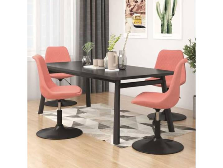 NLQMSU Esszimmerstühle, drehbar, 4 Stück, Rosa, Samt, Metall Höhenverstellbar, Sitz 360°, einfache Montage, Kapazität 110 kg, Verwendung im Wohnzimmer