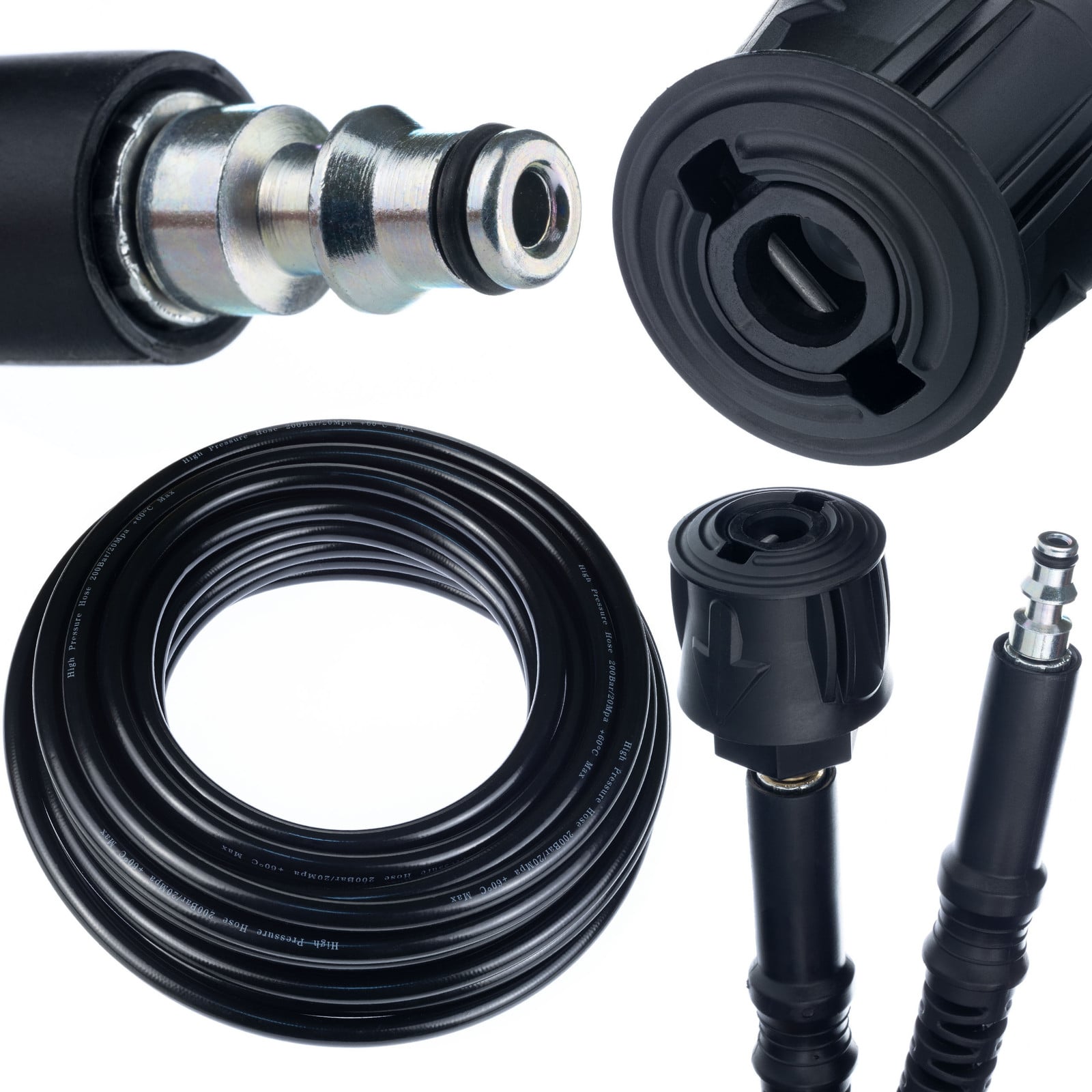 Rosfix Click Connect Hogedrukslang Vervanging, 10 m, 200 Bar, Versterkt Nylon met PVC Buitenlaag, Compatibel met Lavor Hogedrukreinigers
