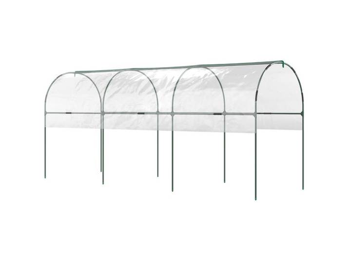 Flora Grace Gewächshaus 400/123/171 cm transparent mit Stahlrahmen und Folienabdeckung, Transparent, Metall, 123x171x400 cm, Gartenzubehör, Gartenhäuser & Gewächshäuser