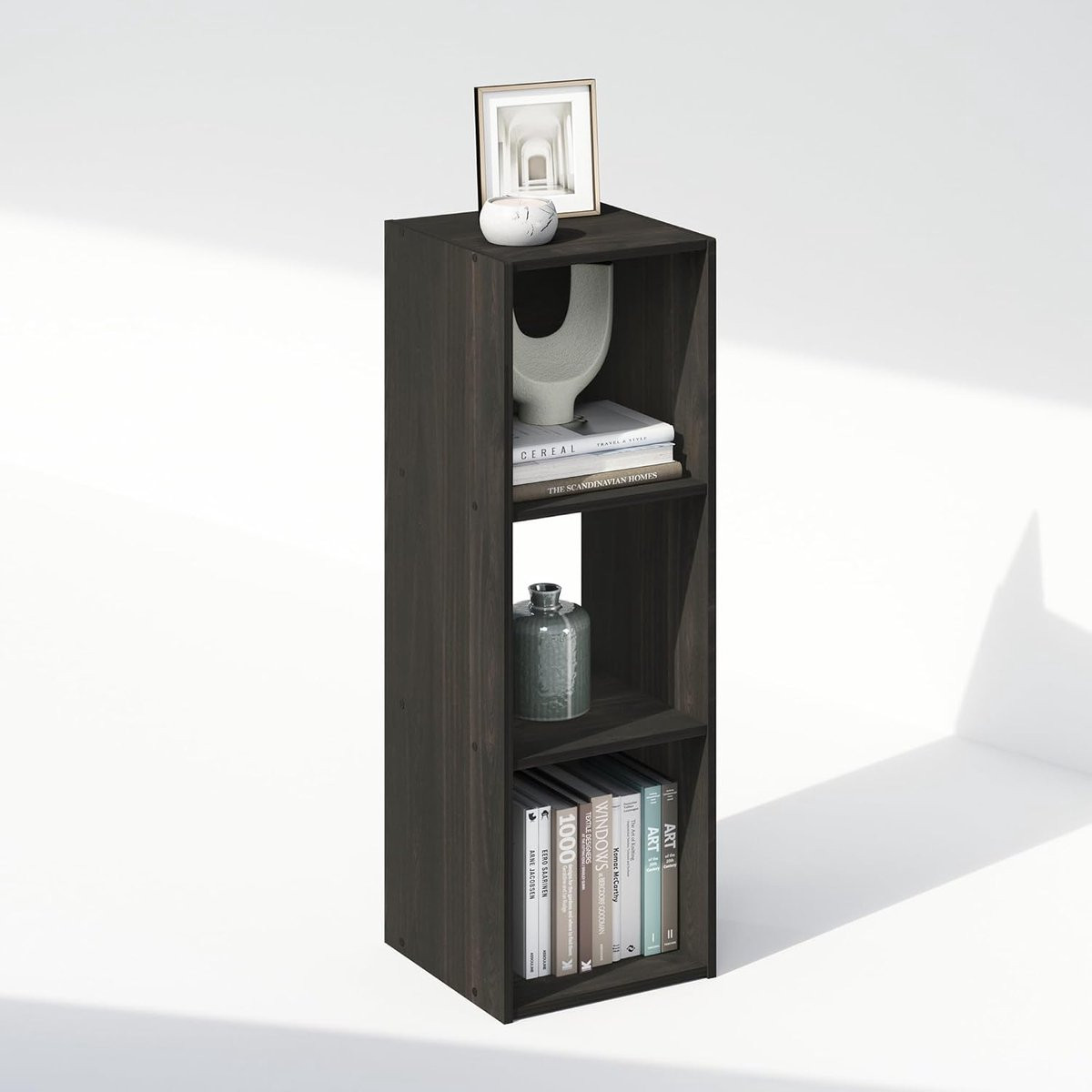 Cube Opbergkast met 3 Vakken - Boekenkast en Stellingkast - Espresso