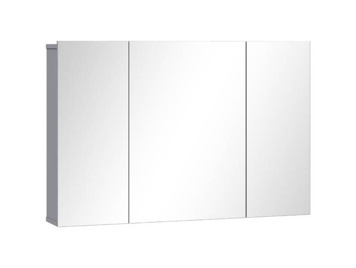 Miroir de salle de bains mural En bois 90L x 15B x 60H cm Gris Étagères réglables Armoire médicale avec 3 portes