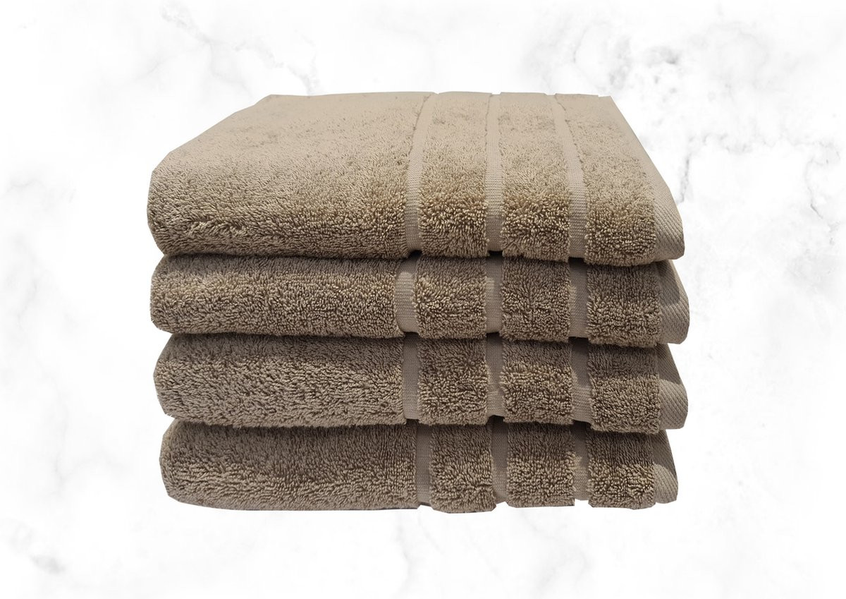 Samatex Badhanddoeken Set van 4 - Taupe - 50 x 100 cm
