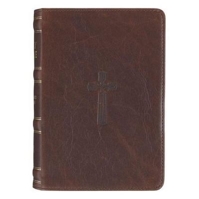 KJV Bible Compact Large Print Leather Tan Cross Black, Gebundene Ausgabe von , Christian Art Publishers