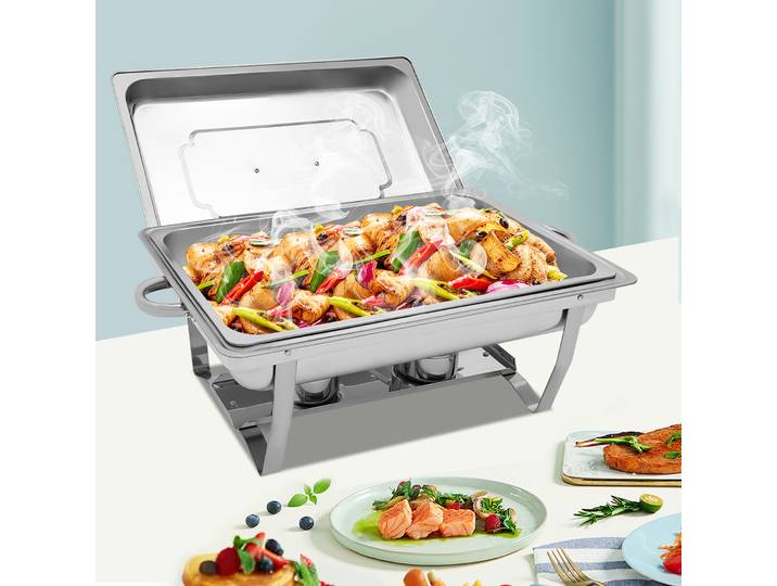 Ensemble de Buffet de plat de frottement à grille 1/2/3, ensemble de chauffe-chafer de restauration rectangulaire pliant, ensemble chauffant de plats de Buffet en acier inoxydable