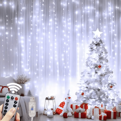 Inspire Curations 8 Mode USB Garland Curtain Lights white 3x3m 300leds