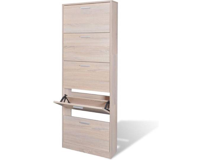 vidaXL - Schoenenkast - hout - met - 5 - opbergvakken - eiken-look