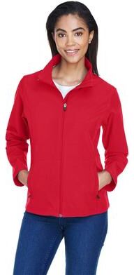 Team 365 TT80W Women's Leader Soft Shell Jacket in Sport Red size Small