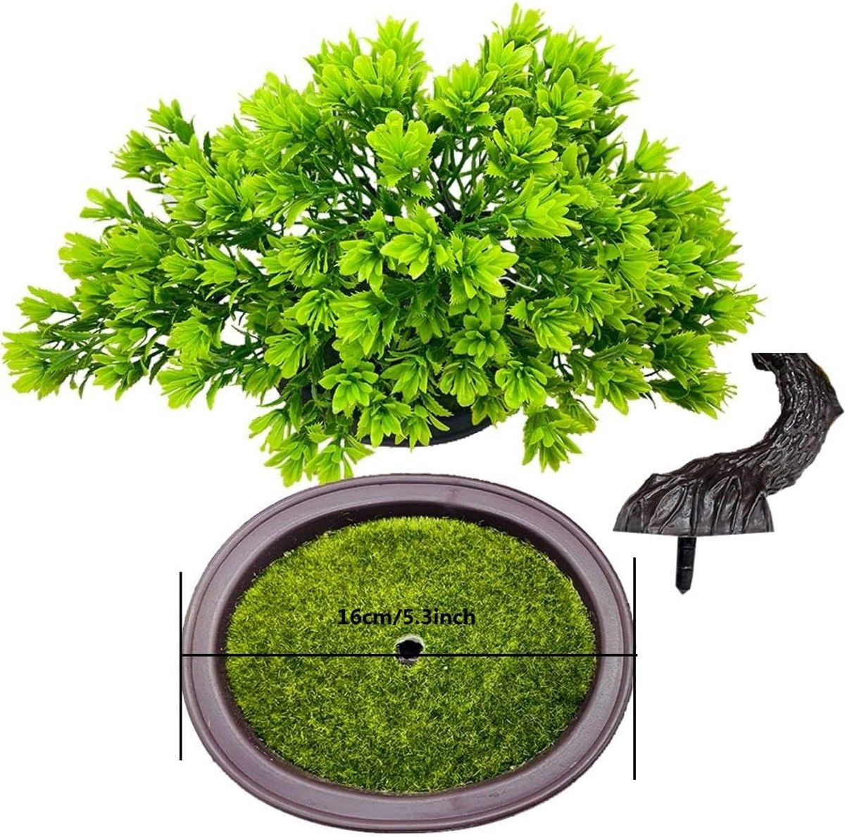 SnelShoppen Kunstmatige Bonsai Boom - Realistische Japanse Decoratieve Plant met Groene Pot - 32 cm