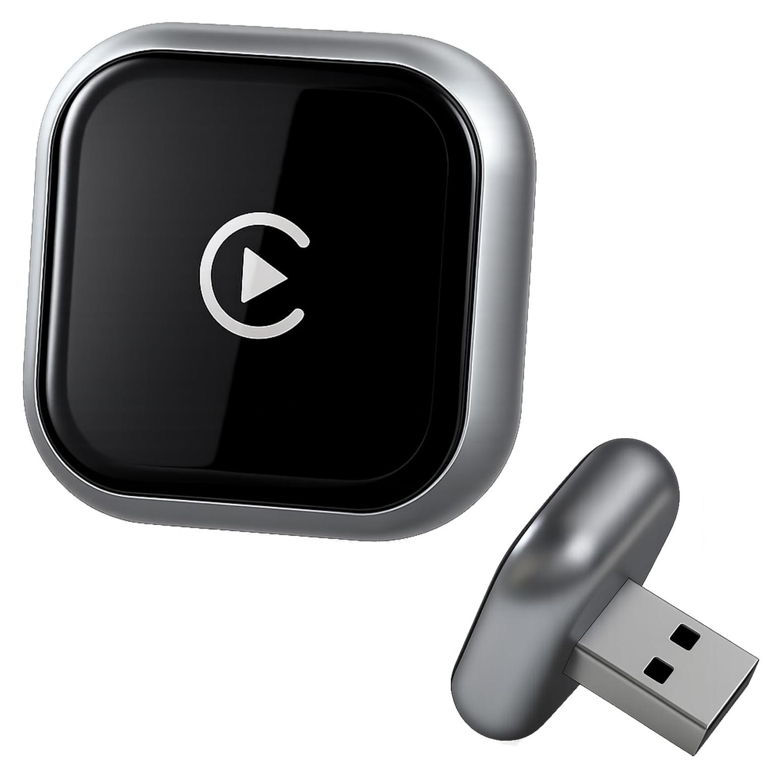 Selius Mini draadloze autoplay-adapter voor Android Auto en CarPlay, zilvergrijs