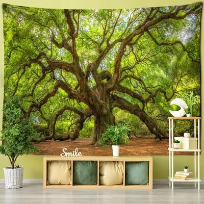 Inspired Finds Towering Forest Tree Tapestry Boho Psychedelic Wall Hanging Nature Mural 157.48x86.61in ancient Canopy