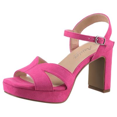 High-Heel-Sandalette ANISTON SHOES, Damen, Gr. 40, pink, Textil, Schuhe Riemchensandale Sandalette, Sommerschuh, Abendsandale, Plateau