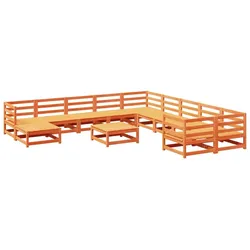vidaXL 12-tlg. Garten-Sofagarnitur Wachsbraun Massivholz Kiefer