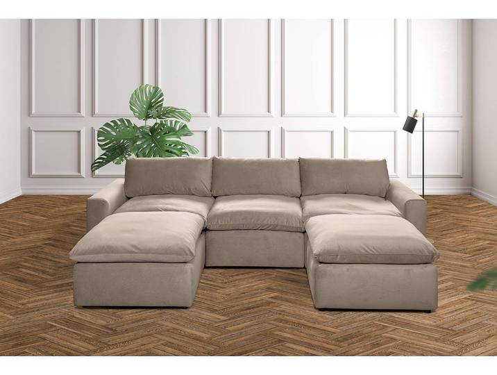 Canapé modulable Nizza Gris/Taupe Tissé à plat 84 x 102cm Moderne
