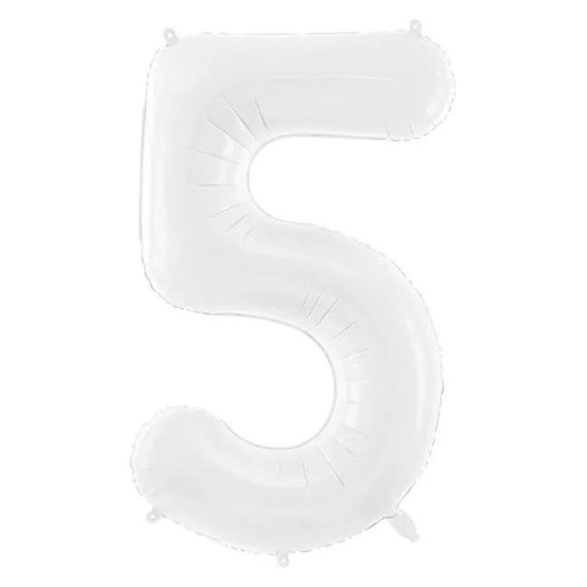 Partydeco Ballon alu Chiffre "5" Blanc (1x) (FB130-5-008)
