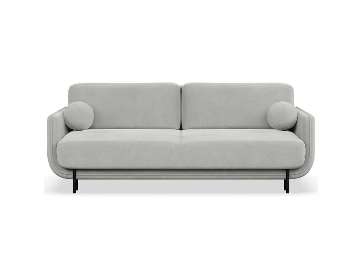 Dreisitziges ausklappbares Sofa Ovals in hellgrauem Samtstoff