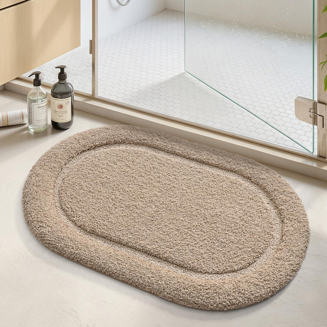 East Urban Home Non-Slip Bath Rug Khaki 61cm W x 110cm L