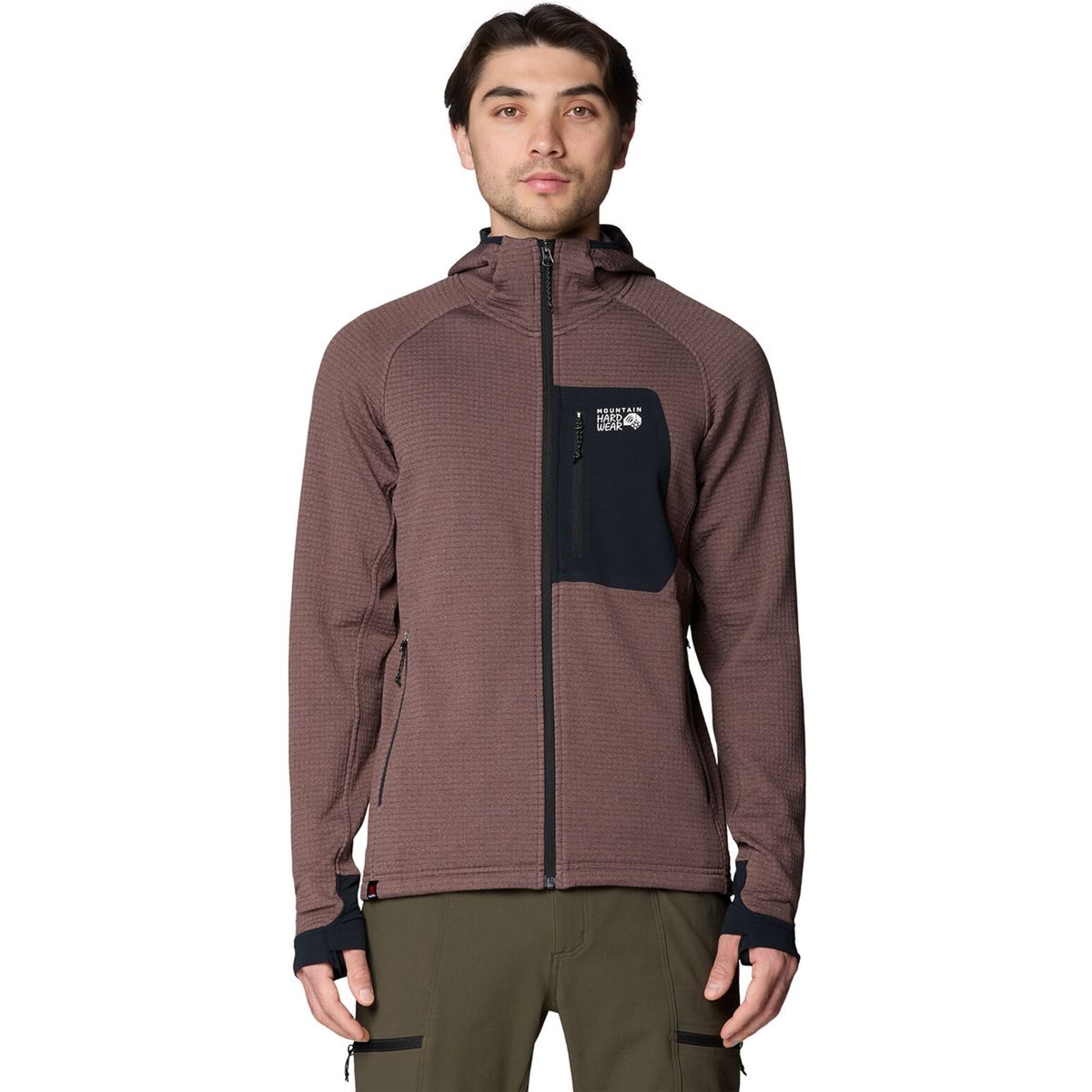 Mountain Hardwear M Polartec Power Grid Full Zip Hoody carob heather (219) M 210454-219-M