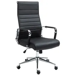 CLP Bürostuhl ergonomisch Kolumbus Echtleder, Schreibtischstuhl höhenverstellbar stufenlos, Drehstuhl mit Rollen bis 150 kg belastbar