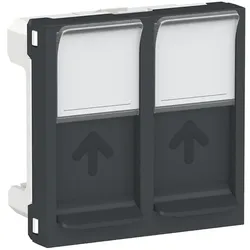 Schneider Electric NU942054 Optiline 45/Unica Zentralplatte Datendose 2xRJ45 Staubs Schriftfeld anthr