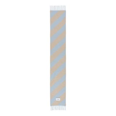 Wollschal MARC O'POLO DENIM "mit diagonalen Streifen", Damen, beige (light blau), Obermaterial: 85% Schurwolle, 8% Polyamid, 7% Alpaka, gemustert, Modetücher