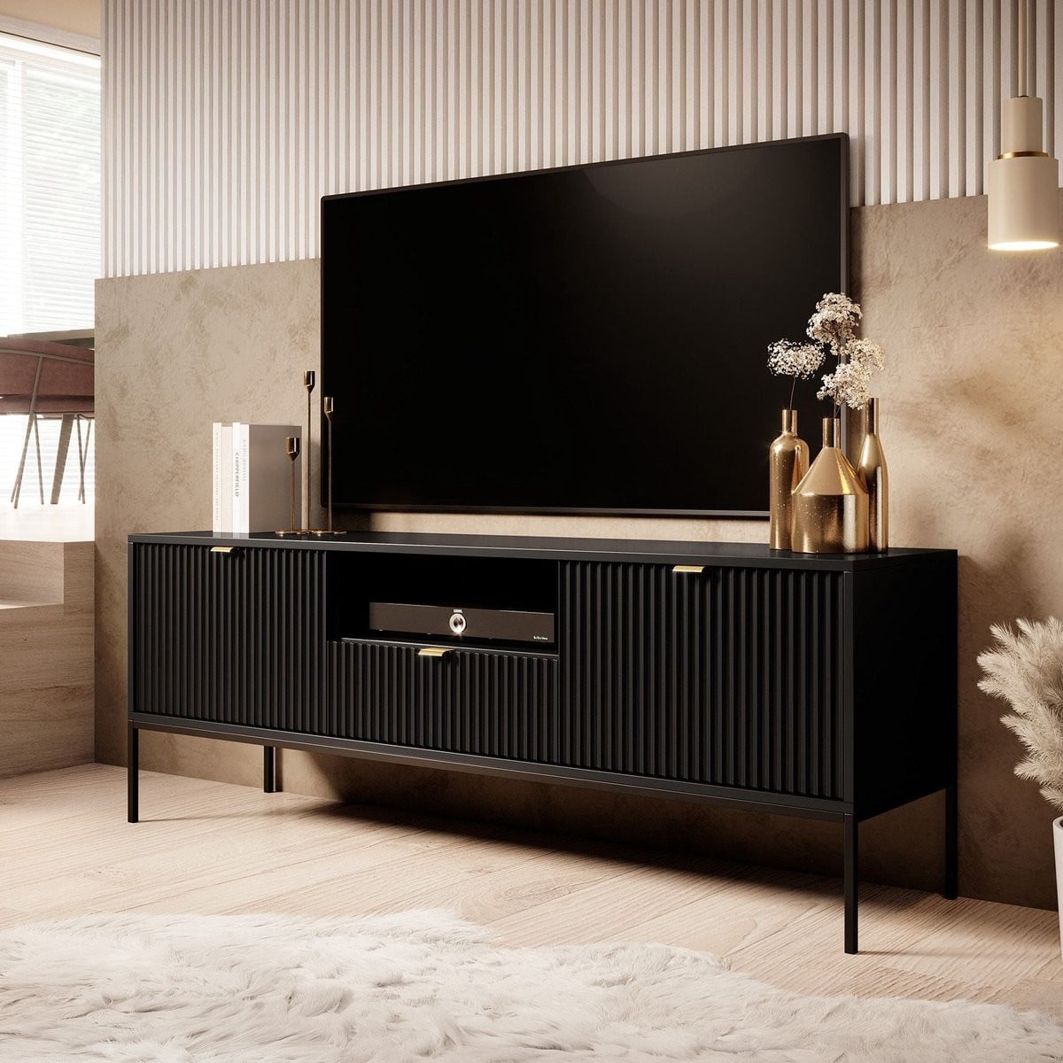 Meubella TV-meubel Navil Zwart 154 cm