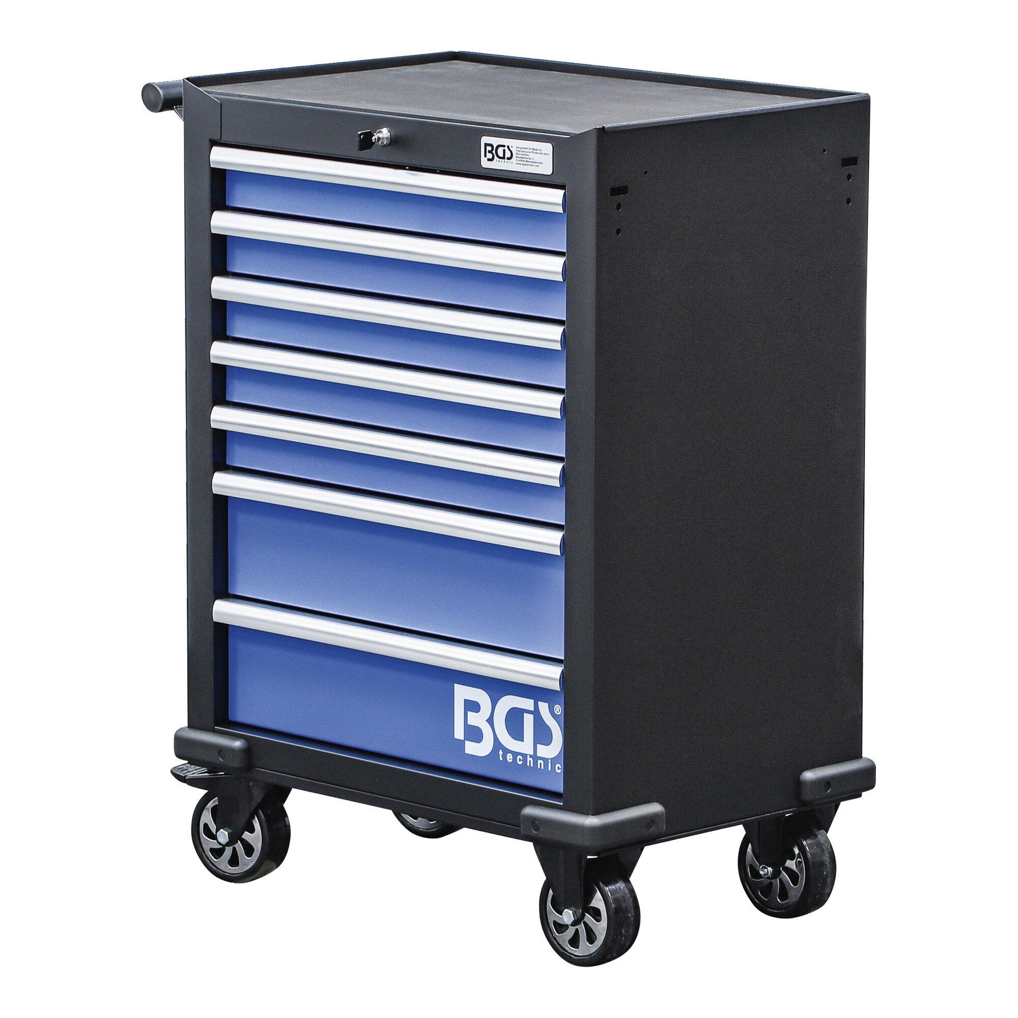 BGS Technic Werkstattwagen 7 Schubladen leer Obere Platte belastbar bis 40 kg aus Stahlblech für Werkstatt und Haushalt mit sieben Schubladen und vier Lenkrollen, 4204)