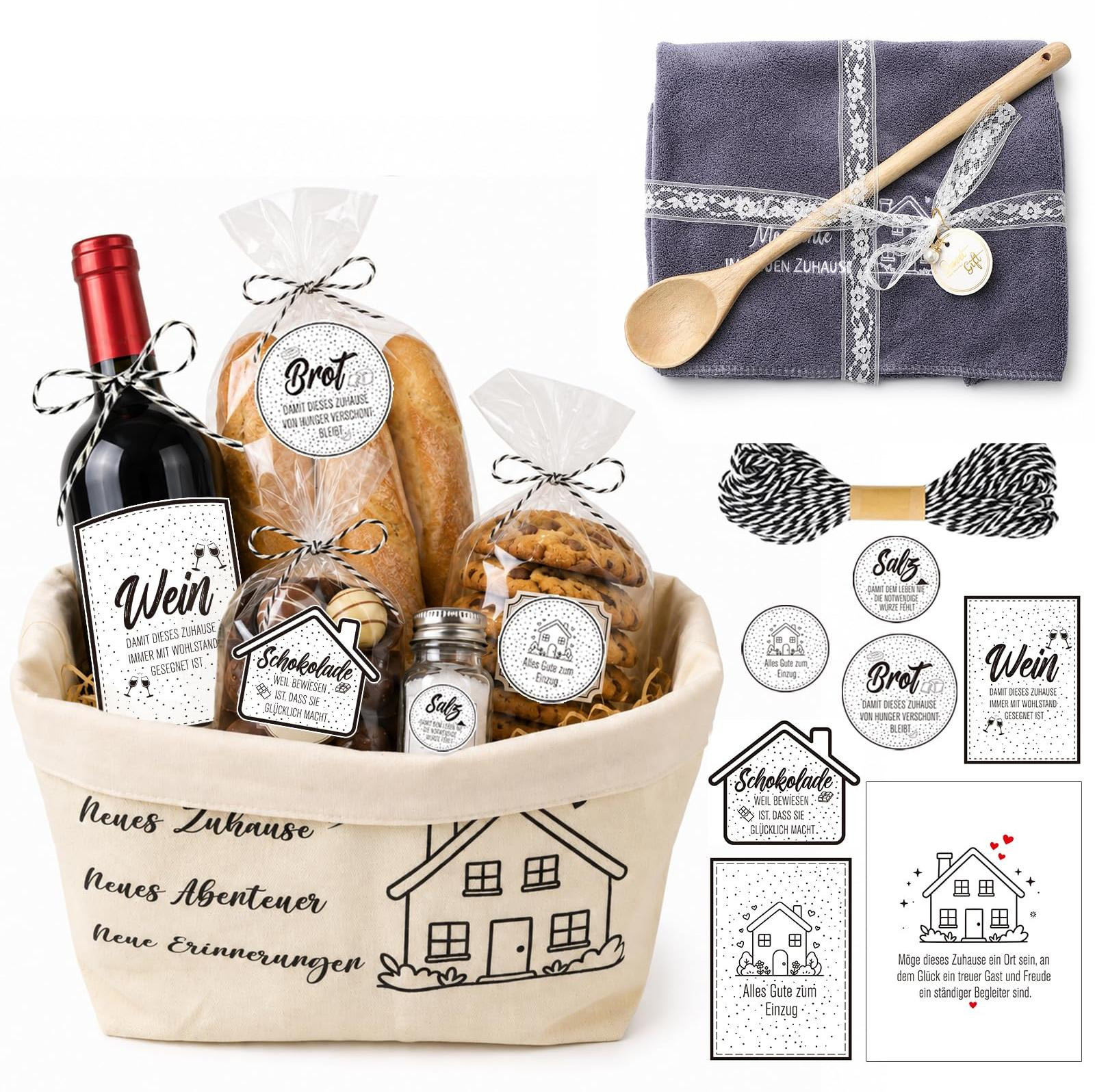 Dripio Inauguratiegeschenkset met broodmand, doek, lepel, kaart en stickers