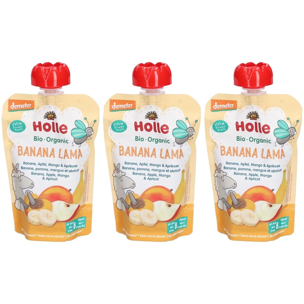 Holle Banan Lama Pouchy Bana Apf Mango Apri 100 g x3 3x100 Brei
