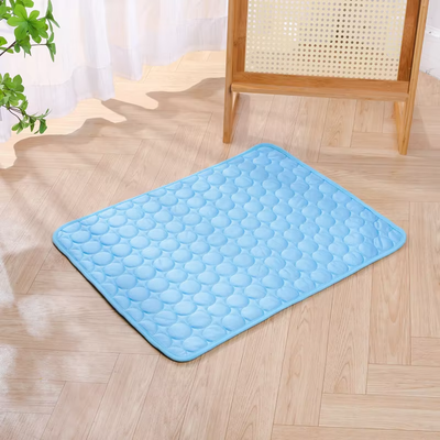 Fusion Finds Ice Silk Pet Cooling Mat For Dogs & Cats Breathable Non Slip Washable Summer Cooling Pad blue xl
